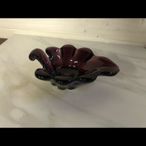 Vintage Amethyst Murano Leaf Dish
